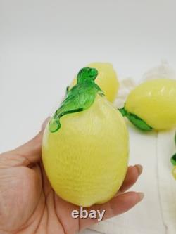 Lot Of 5 Vintage Murano Style Hand Blown Glass Lemon Decoration Fake Fruit Decor
