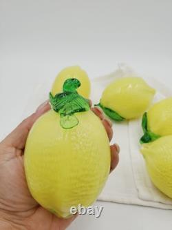 Lot Of 5 Vintage Murano Style Hand Blown Glass Lemon Decoration Fake Fruit Decor
