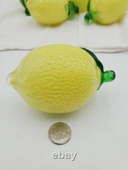 Lot Of 5 Vintage Murano Style Hand Blown Glass Lemon Decoration Fake Fruit Decor