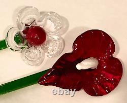 Lot of 12 Vintage Murano Style Hand Blown Art Glass 19-20 Long Stem Flowers