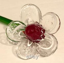 Lot of 12 Vintage Murano Style Hand Blown Art Glass 19-20 Long Stem Flowers