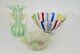 Lot of 3 Murano Italian Latticino Art Glass Pieces, 2 Bowls, 1 Vase, Italy