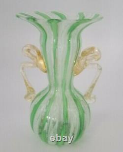 Lot of 3 Murano Italian Latticino Art Glass Pieces, 2 Bowls, 1 Vase, Italy