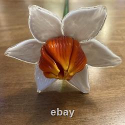 Lot of 6 Hand-blown Murano-style Art Glass Multi-Color Flowers 19 & Leaves 22