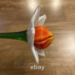 Lot of 6 Hand-blown Murano-style Art Glass Multi-Color Flowers 19 & Leaves 22