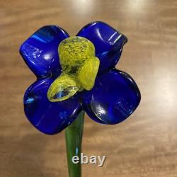Lot of 6 Hand-blown Murano-style Art Glass Multi-Color Flowers 19 & Leaves 22