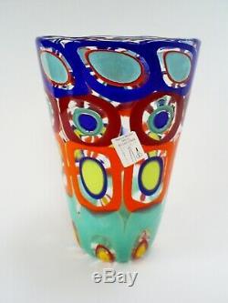 Lovely Signed Murano Fornace Formentello 7.8 Colourful Art Glass Bucket Vase