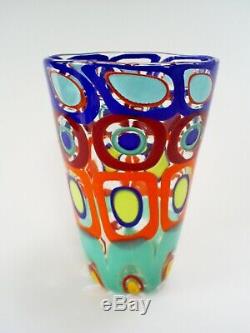 Lovely Signed Murano Fornace Formentello 7.8 Colourful Art Glass Bucket Vase