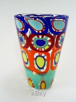Lovely Signed Murano Fornace Formentello 7.8 Colourful Art Glass Bucket Vase