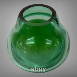 Luciano Vistosi Hand Blown Green with Yellow Murano Glass Double Walled Bowl