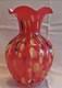 MCM Hand blown Art Glass Murano Style 15Vase Red-orange With Yellow And Black
