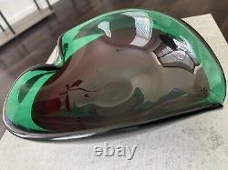 MCM Murano Hand blown Heart Shaped Art Glass in Ruby Red & Green Sommerso Bowl