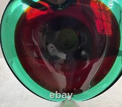 MCM Murano Hand blown Heart Shaped Art Glass in Ruby Red & Green Sommerso Bowl