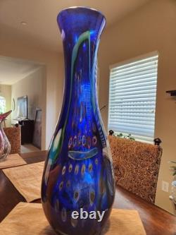 MCM Stunning 25 Murano Cobalt Blue Millefiori Vase Hand-Blown Statement piece
