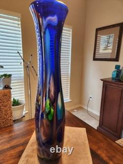 MCM Stunning 25 Murano Cobalt Blue Millefiori Vase Hand-Blown Statement piece
