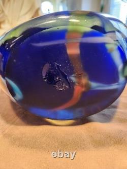 MCM Stunning 25 Murano Cobalt Blue Millefiori Vase Hand-Blown Statement piece