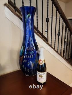 MCM Stunning 25 Murano Cobalt Blue Millefiori Vase Hand-Blown Statement piece