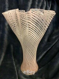 MCM Venini Era Fratelli Toso A Canne Murano Italian Swirl Glass Vase 11.5