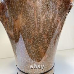 MCM Vintage Hand Blown Studio Art Murano  Handkerchief Vase Brown Tan Black