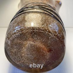 MCM Vintage Hand Blown Studio Art Murano  Handkerchief Vase Brown Tan Black