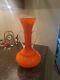 MID CENTURY MODERN ITALIAN ORANGE With WHITE HANDLES MURANO ART GLASS 14×7 1/2