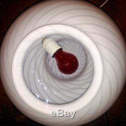 MID Century Vetri Murano Swirl White Glass Table Lamp