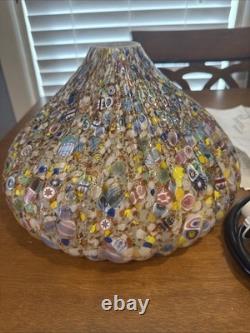 MILLEFIORI Hand blown MURANO Italian Glass Lamp Shade Pendant 7.5H X 12W Rare