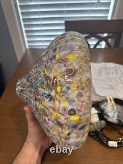 MILLEFIORI Hand blown MURANO Italian Glass Lamp Shade Pendant 7.5H X 12W Rare