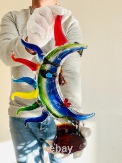 MOON FACE Murano picasso Style Glass Sculpture Multicolor Hand Blown Art JEBLO