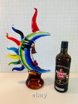 MOON FACE Murano picasso Style Glass Sculpture Multicolor Hand Blown Art JEBLO