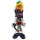 MURANO 11 Circus Clown Figurine with Cane & Bow Italy Hand-Blown Glass Colorful