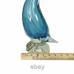 MURANO 17 Hand Blown Art Glass Duck Swan Bird Figurine Blue And Clear ITALY