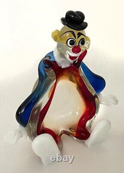 MURANO ART GLASS CLOWN Italian Hand-Blown Candy/Trinket Dish 8.75 L, c 1964