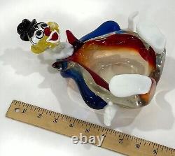 MURANO ART GLASS CLOWN Italian Hand-Blown Candy/Trinket Dish 8.75 L, c 1964