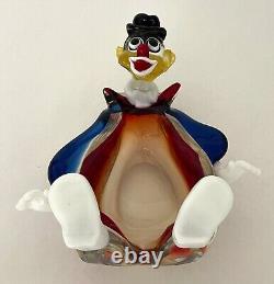 MURANO ART GLASS CLOWN Italian Hand-Blown Candy/Trinket Dish 8.75 L, c 1964