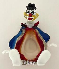 MURANO ART GLASS CLOWN Italian Hand-Blown Candy/Trinket Dish 8.75 L, c 1964