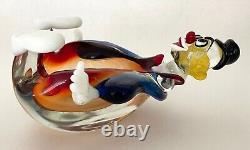 MURANO ART GLASS CLOWN Italian Hand-Blown Candy/Trinket Dish 8.75 L, c 1964