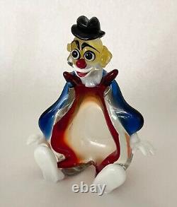 MURANO ART GLASS CLOWN Italian Hand-Blown Candy/Trinket Dish 8.75 L, c 1964