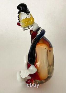 MURANO ART GLASS CLOWN Italian Hand-Blown Candy/Trinket Dish 8.75 L, c 1964