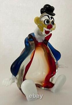 MURANO ART GLASS CLOWN Italian Hand-Blown Candy/Trinket Dish 8.75 L, c 1964