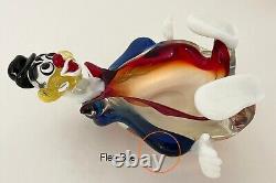 MURANO ART GLASS CLOWN Italian Hand-Blown Candy/Trinket Dish 8.75 L, c 1964