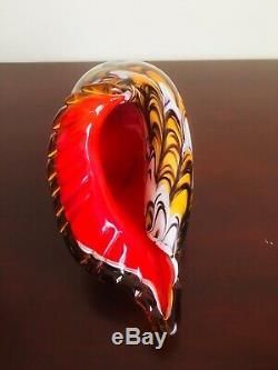 MURANO ART GLASS CONCH SHELL HAND BLOWN ITALY Multicolor