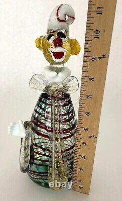 MURANO ART GLASS Italian CLOWN Hand-Blown Decanter, Gold Fleck, 11H, C1964