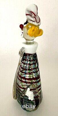 MURANO ART GLASS Italian CLOWN Hand-Blown Decanter, Gold Fleck, 11H, C1964