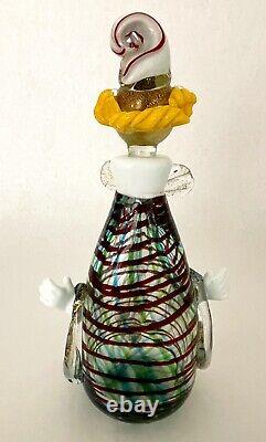 MURANO ART GLASS Italian CLOWN Hand-Blown Decanter, Gold Fleck, 11H, C1964