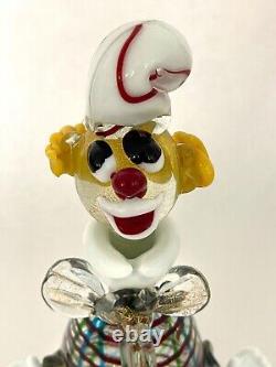 MURANO ART GLASS Italian CLOWN Hand-Blown Decanter, Gold Fleck, 11H, C1964