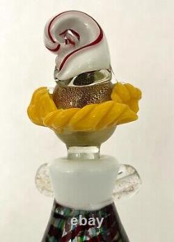 MURANO ART GLASS Italian CLOWN Hand-Blown Decanter, Gold Fleck, 11H, C1964