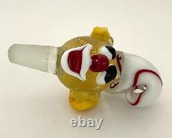 MURANO ART GLASS Italian CLOWN Hand-Blown Decanter, Gold Fleck, 11H, C1964