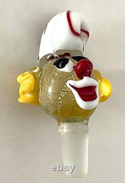 MURANO ART GLASS Italian CLOWN Hand-Blown Decanter, Gold Fleck, 11H, C1964