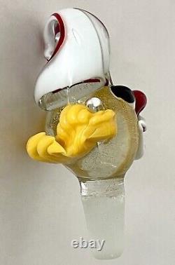 MURANO ART GLASS Italian CLOWN Hand-Blown Decanter, Gold Fleck, 11H, C1964